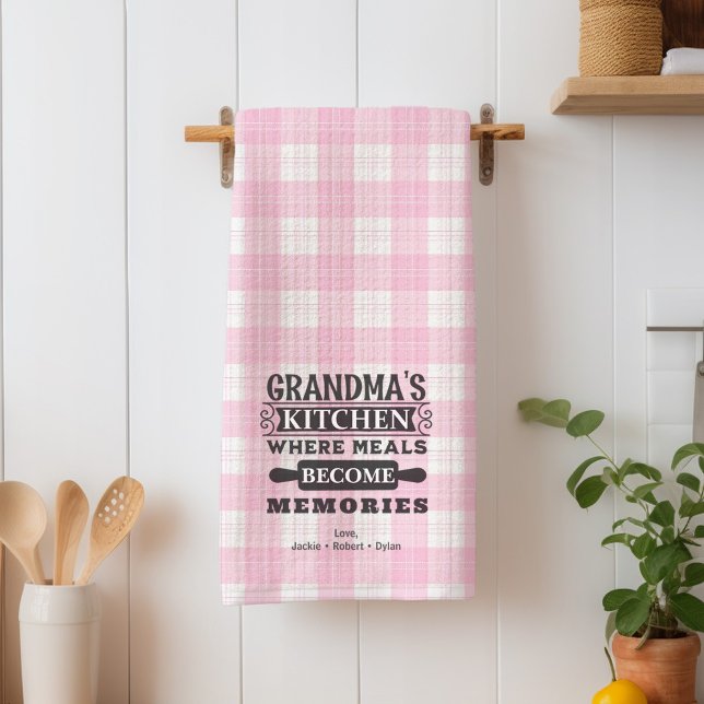 Pink Grandma Meals Become Memories Kitchen Towels (Creator Uploaded)