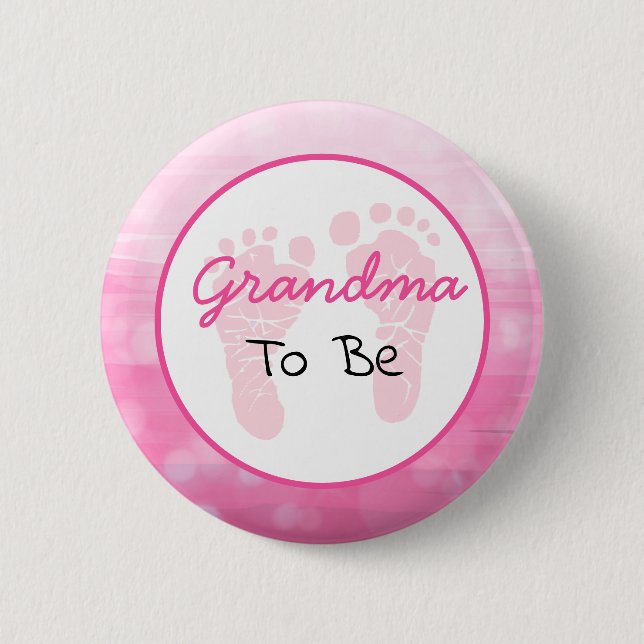 Pink Grandma to Be Baby Shower Button (Front)
