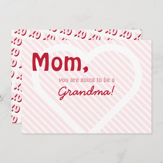 Pink Grandma Valentine Ultrasound Pregnancy Reveal Announcement (Front/Back)