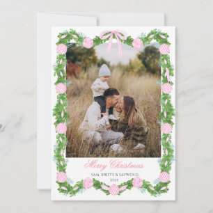 Pink Grandmillennial Photo Christmas Card