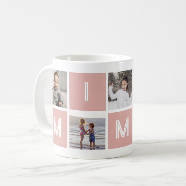 Pink Grandmother 5 Photo Collage Mimi Coffee Mug (Front Left)