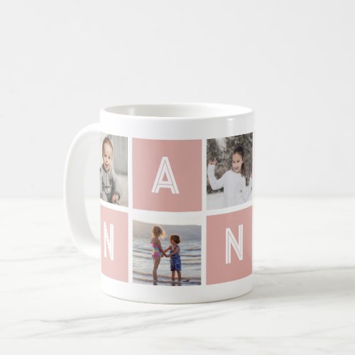 Pink Grandmother 5 Photo Collage Nana Coffee Mug