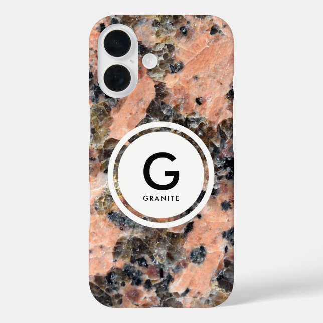 Pink Granite Monogram- Rock Texture Case-Mate iPhone Case (Back)
