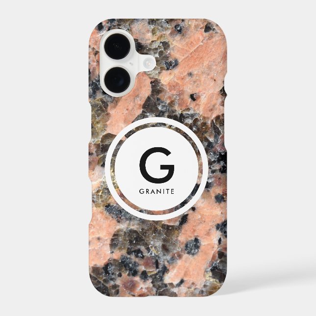 Pink Granite Monogram- Rock Texture Case-Mate iPhone Case (Back)