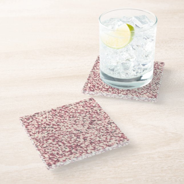 Pink granite stone texture glass coaster (Angled)