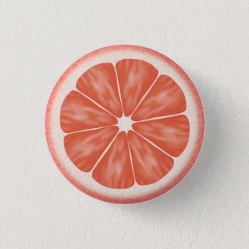 Pink Grapefruit Citrus Fruit Slice Pinback Button by adams_apple at Zazzle