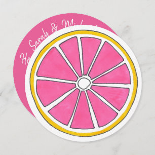 Pink Grapefruit Citrus Fruit Tropical Beach Brunch Invitation