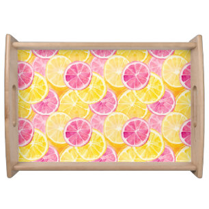 Pink Grapefruit & Lemon Shower Curtain Serving Tray