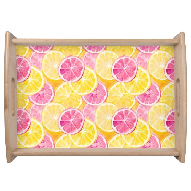 Pink Grapefruit & Lemon Shower Curtain Serving Tray (Front)