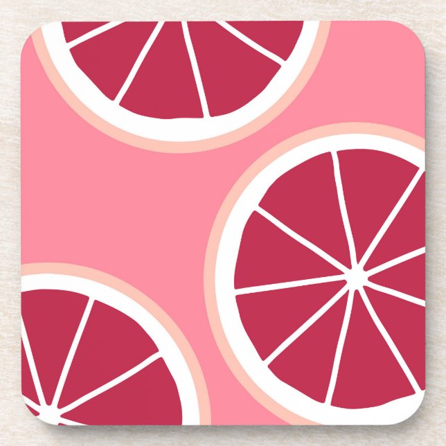 Pink Grapefruit Slice Beverage Coaster (Front)