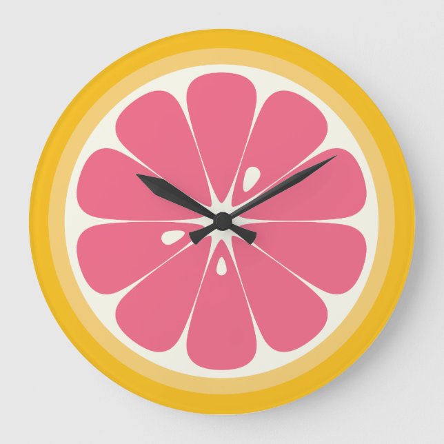 Pink Grapefruit Slice Large Clock (Front)