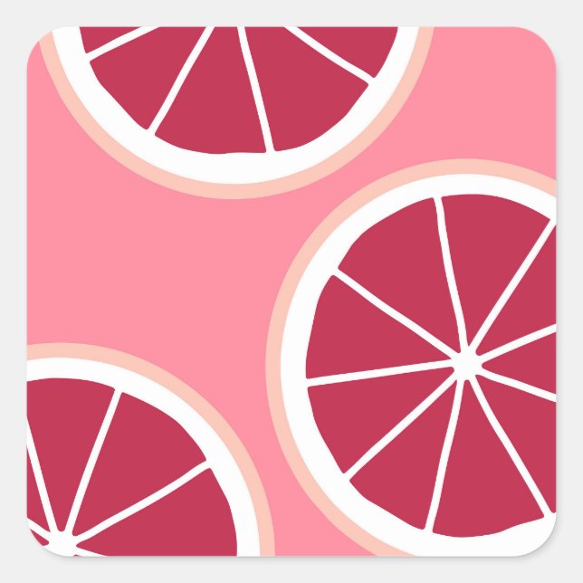 Pink Grapefruit Slice Square Sticker (Front)