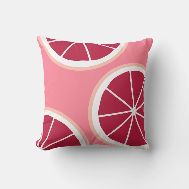 Pink Grapefruit Slice Throw Pillow (Front)