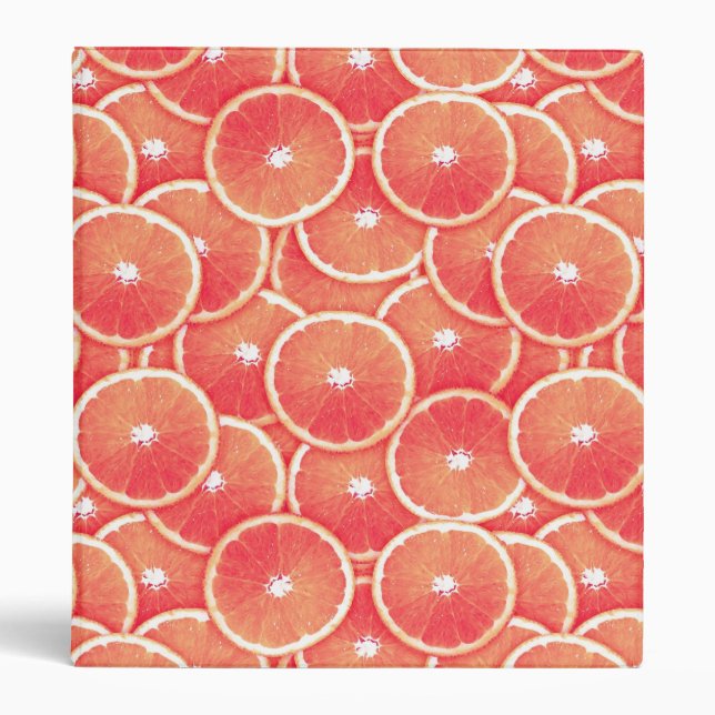 Pink grapefruit slices 3 ring binder (Front)