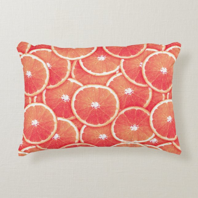 Pink grapefruit slices accent pillow (Front)