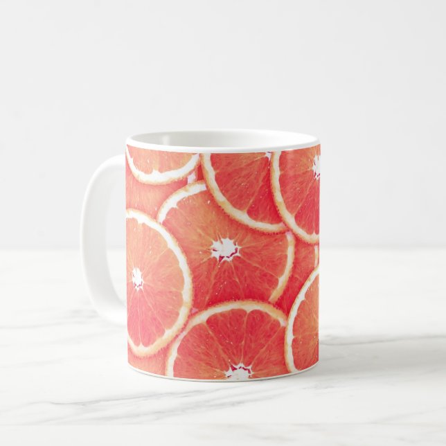 Pink grapefruit slices coffee mug (Front Left)