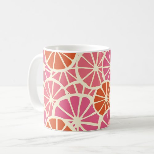 Pink Grapefruit Slices Pattern Coffee Mug