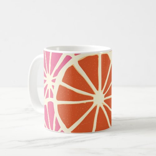 Pink Grapefruit Slices Pattern Coffee Mug