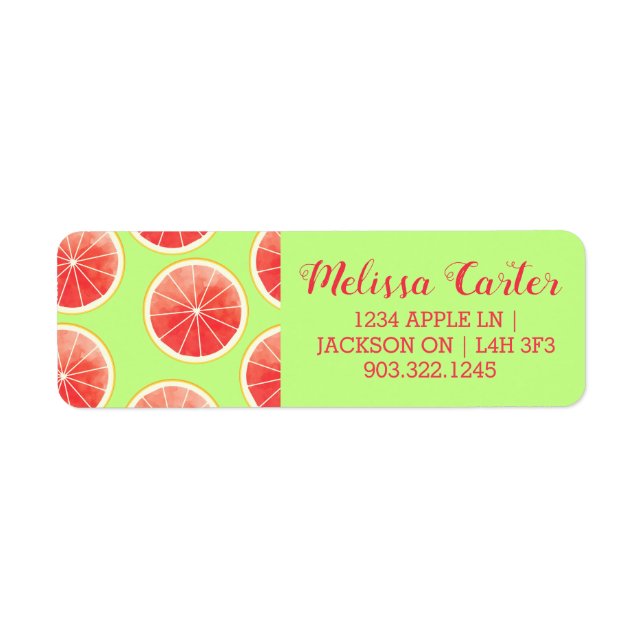 Pink Grapefruit Slices Pattern Label (Front)