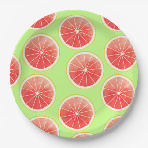 Pink Grapefruit Slices Pattern Paper Plates