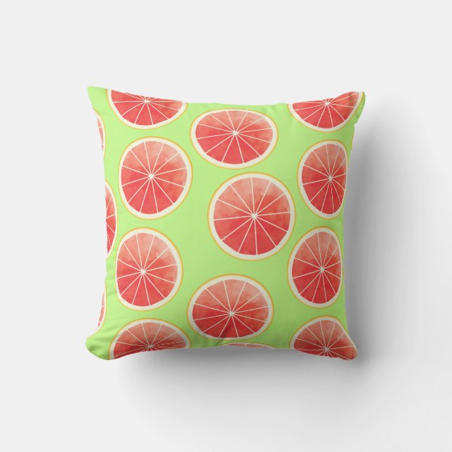 Pink Grapefruit Slices Pattern Throw Pillow (Front)