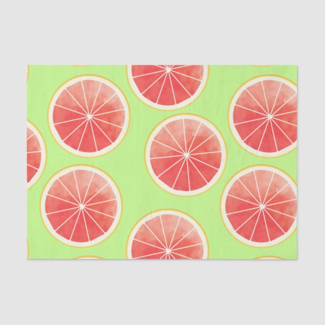 Pink Grapefruit Slices Pattern Tissue Paper (Front)