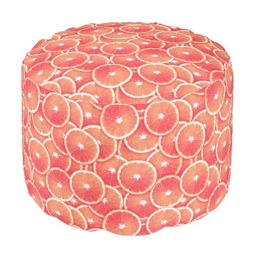 Pink grapefruit slices pouf