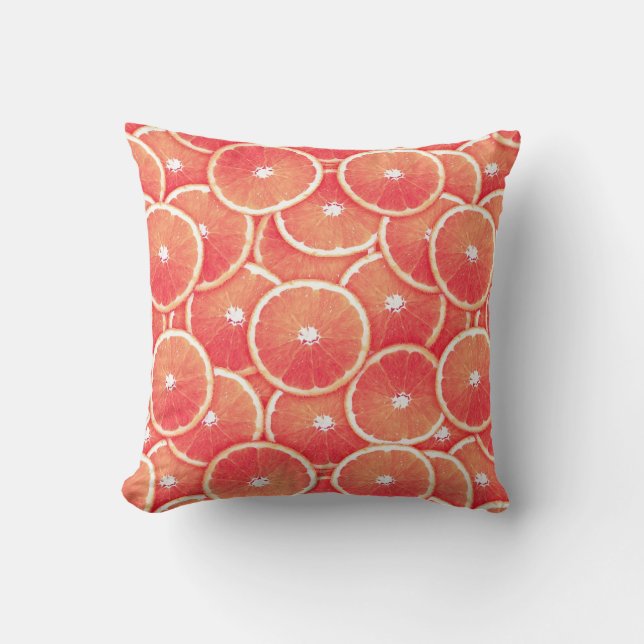 Pink grapefruit slices throw pillow (Front)