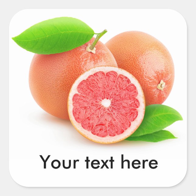 Pink grapefruits square sticker (Front)