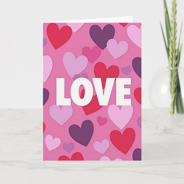 Pink Graphic Love Valentine Card (Front)