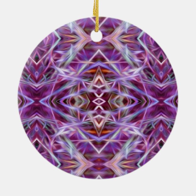 Pink Graphic Mandala Ceramic Ornament (Back)