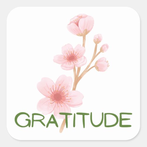 pink gratitude flower sticker