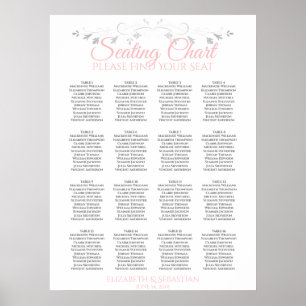 Pink & Gray 16 Table Wedding Seating Chart