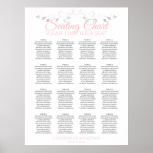 Pink & Gray 16 Table Wedding Seating Chart