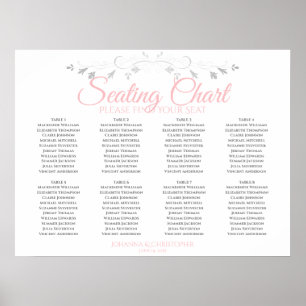 Pink & Gray 8 Table Wedding Seating Chart