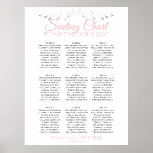 Pink & Gray 9 Table Wedding Seating Chart