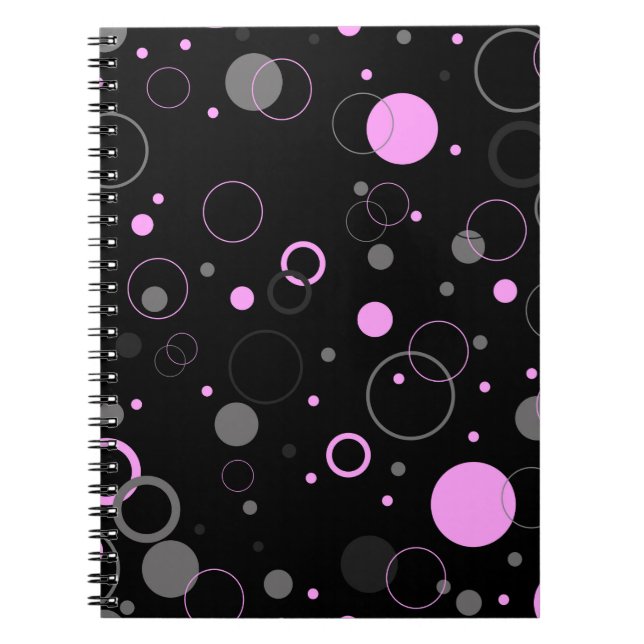 Pink Gray abstract seamless pattern with circles.  Notebook (Front)