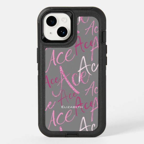 pink gray ace text pattern girl's volleyball otterbox iphone case