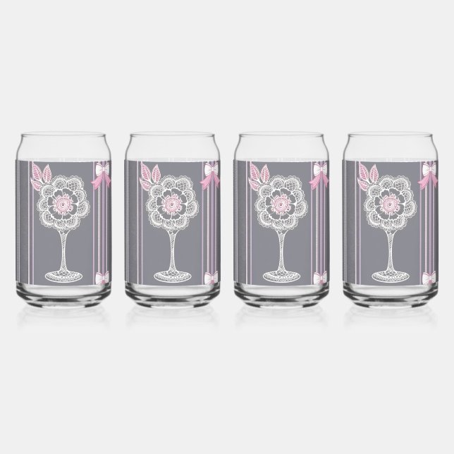 Pink & Gray AI art  Can Glass (Front)