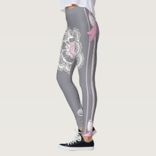 Pink & Gray AI art Leggings