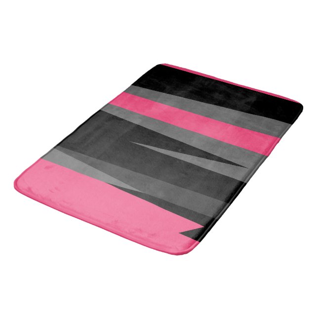 pink gray and black abstract   bath mat (Angled)