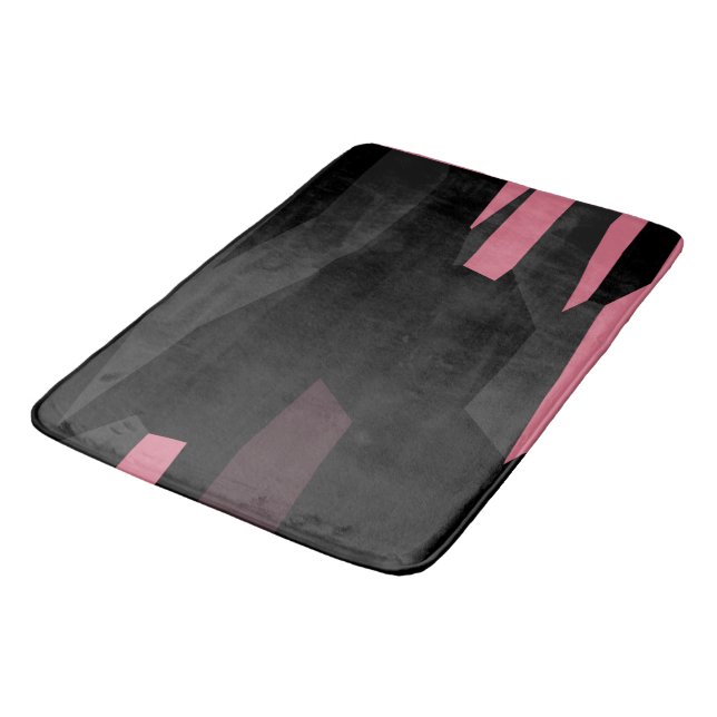 Pink Gray and Black Abstract Bath Mat (Angled)