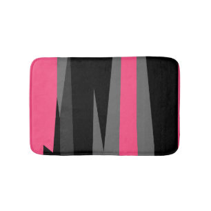 Pink Gray and Black Abstract Bath Mat