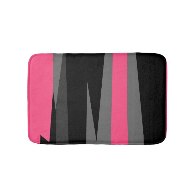 Pink Gray and Black Abstract Bath Mat (Front)