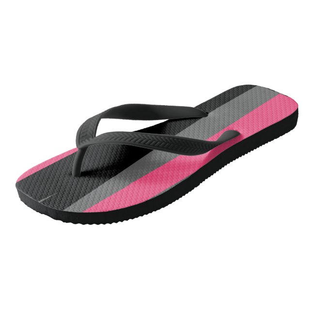 pink gray and black abstract     flip flops (Angled)