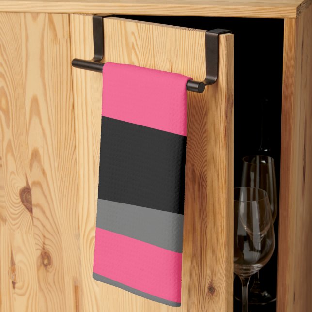 pink gray and black abstract  kitchen towel (Thirds Fold)
