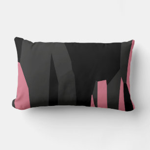 pink gray and black abstract lumbar pillow