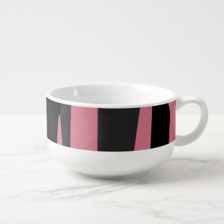 pink gray and black abstract soup mug