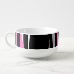 pink gray and black abstract  soup mug