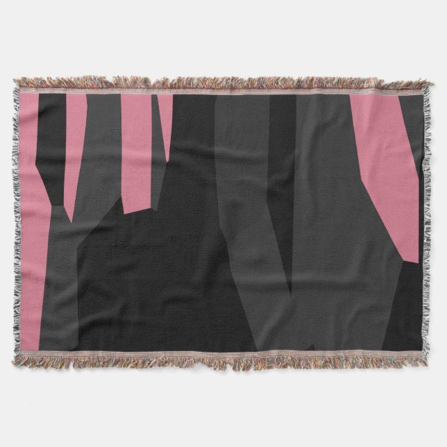 pink gray and black abstract   throw blanket (Front)